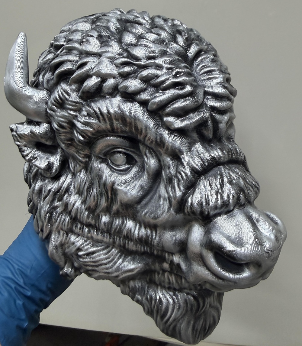 Custom 3D-printed buffalo figure